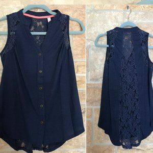 Xhilaration Navy Blue Lace Tank